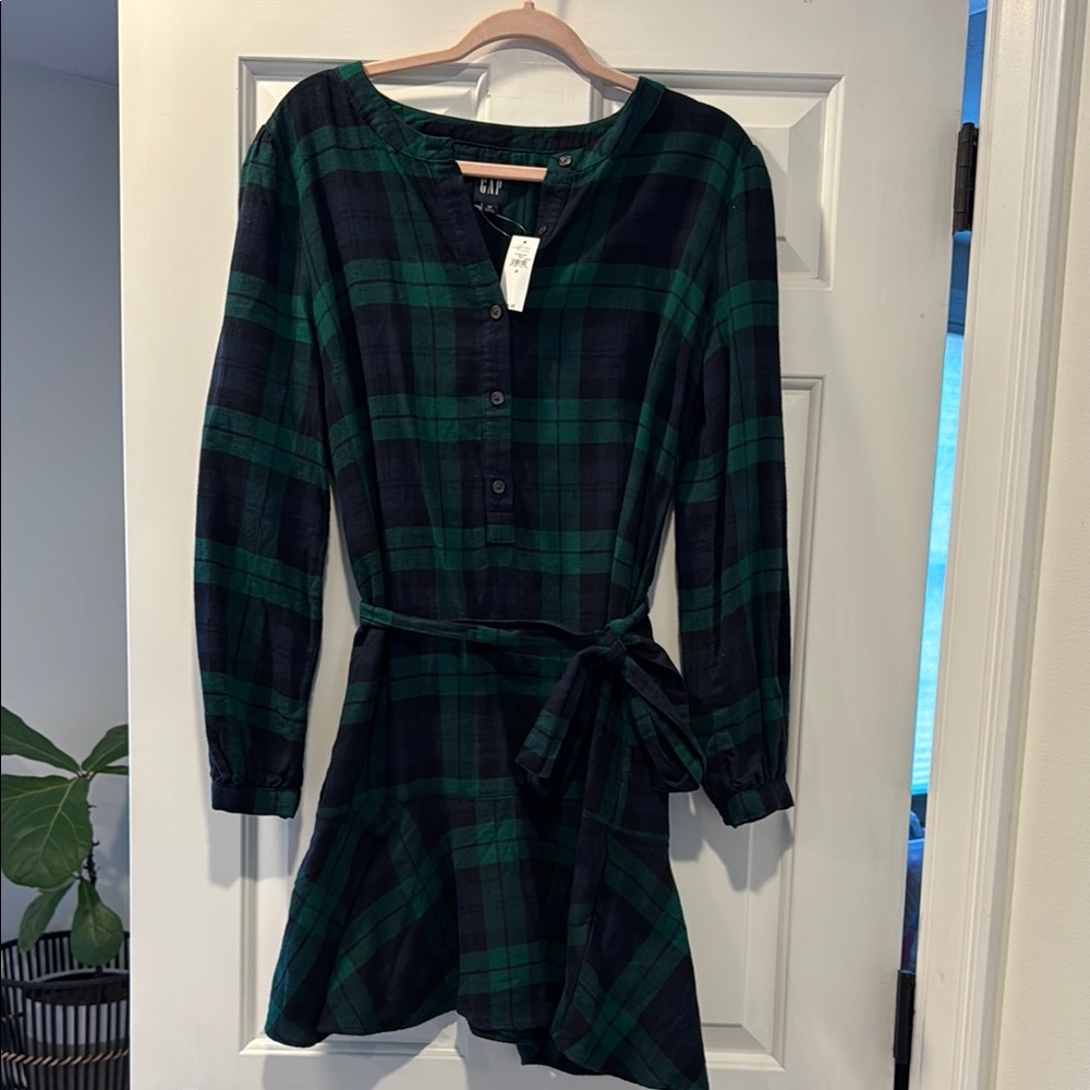 NWT Gap Green Plaid Dress